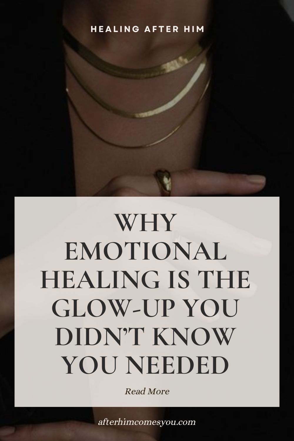 Why Emotional Healing Is the Glow-Up You Didn’t Know You Needed. A woman wearing layered gold necklaces and a gold ring.