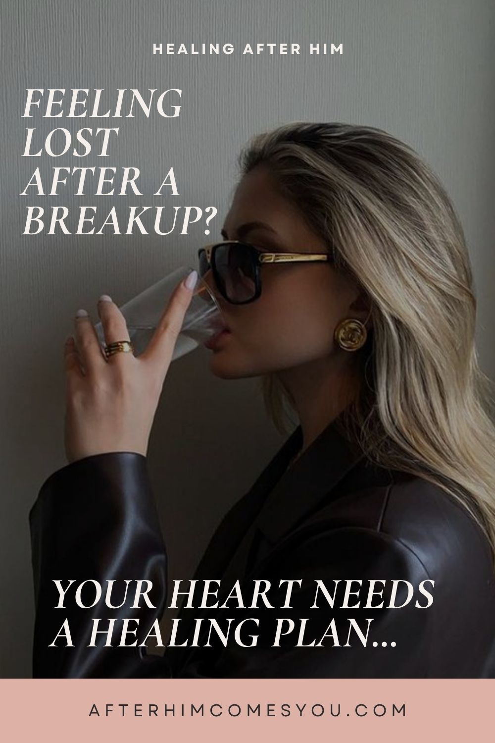 Feeling lost after a breakup? Your heart needs a healing plan. A woman in sunglasses drinks from a glass.